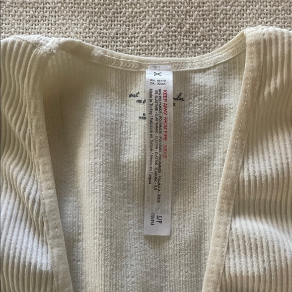 Urban Outfitters Ivory Ribbed Deep V-Neck Sleeveless Crop Top - Picture 5 of 6